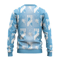 Bula Fiji Ugly Christmas Sweater Blue Makare Masi Tapa Pattern LT05 - Polynesian Pride