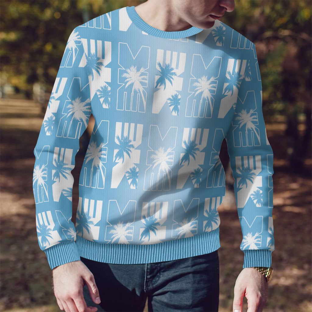 Bula Fiji Ugly Christmas Sweater Blue Makare Masi Tapa Pattern LT05 - Polynesian Pride