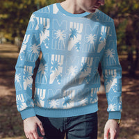 Bula Fiji Ugly Christmas Sweater Blue Makare Masi Tapa Pattern LT05 - Polynesian Pride