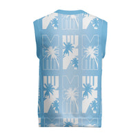 Bula Fiji Christmas Knitted V-Neck Vest Blue Makare Masi Tapa Pattern LT05 - Polynesian Pride