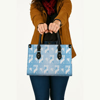 Bula Fiji Leather Bag Blue Makare Masi Tapa Pattern LT05 - Polynesian Pride