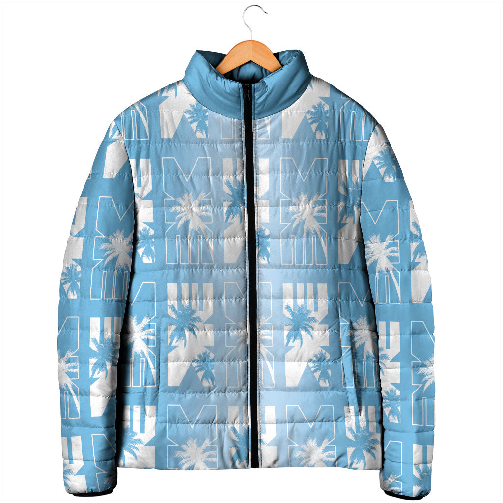 Bula Fiji Padded Jacket Blue Makare Masi Tapa Pattern LT05 - Polynesian Pride