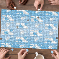 Bula Fiji Puzzle Blue Makare Masi Tapa Pattern LT05 - Polynesian Pride