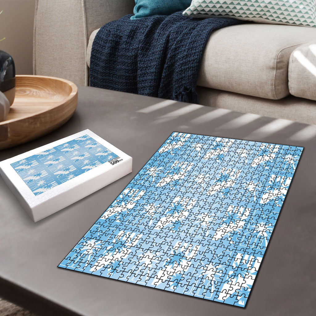 Bula Fiji Puzzle Blue Makare Masi Tapa Pattern LT05 - Polynesian Pride