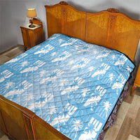 Bula Fiji Quilt Blue Makare Masi Tapa Pattern LT05 - Polynesian Pride