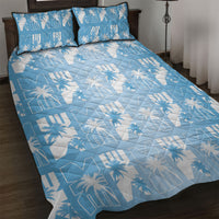 Bula Fiji Quilt Bed Set Blue Makare Masi Tapa Pattern LT05 Blue - Polynesian Pride