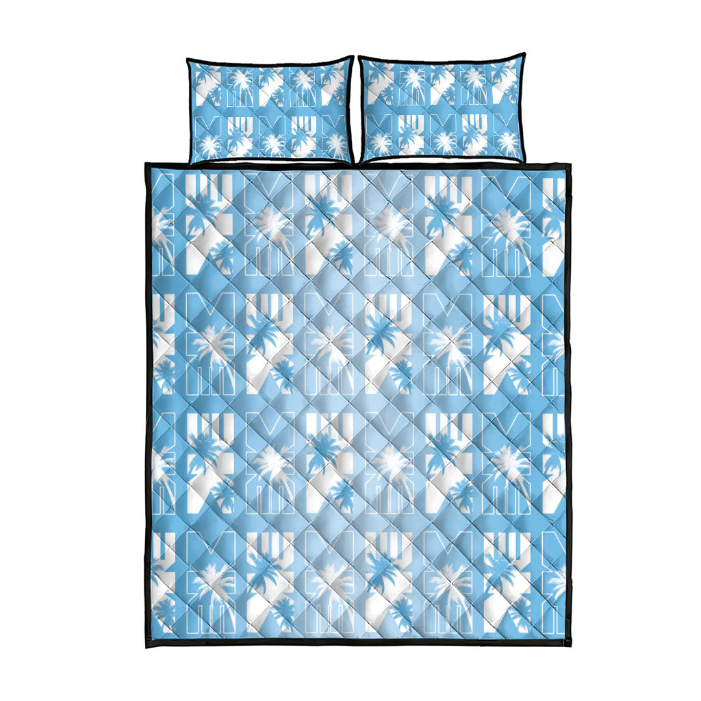 Bula Fiji Quilt Bed Set Blue Makare Masi Tapa Pattern LT05 - Polynesian Pride