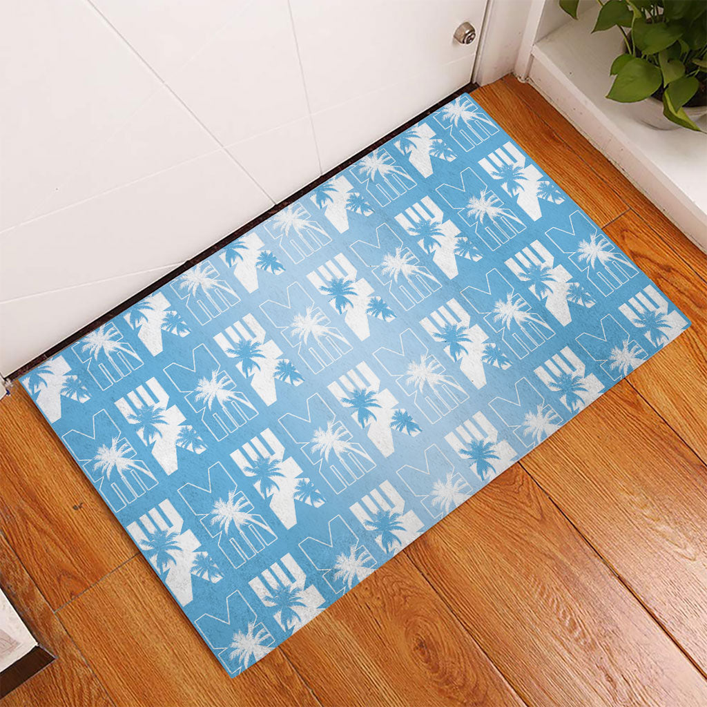 Bula Fiji Rubber Doormat Blue Makare Masi Tapa Pattern LT05 - Polynesian Pride