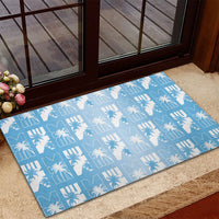 Bula Fiji Rubber Doormat Blue Makare Masi Tapa Pattern LT05 - Polynesian Pride