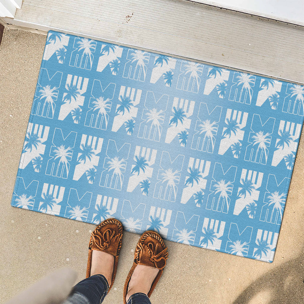 Bula Fiji Rubber Doormat Blue Makare Masi Tapa Pattern LT05 - Polynesian Pride
