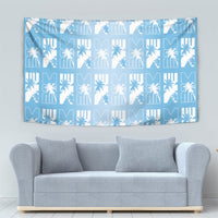 Bula Fiji Tapestry Blue Makare Masi Tapa Pattern LT05 - Polynesian Pride