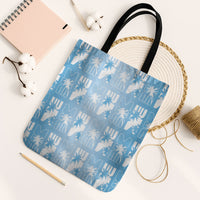 Bula Fiji Tote Bag Blue Makare Masi Tapa Pattern LT05 Black Strap One Size Blue - Polynesian Pride