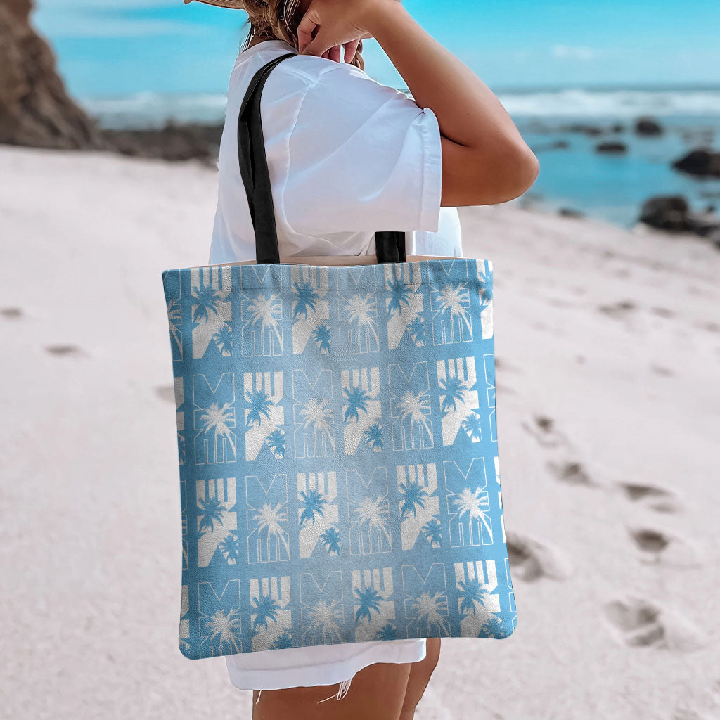 Bula Fiji Tote Bag Blue Makare Masi Tapa Pattern LT05 - Polynesian Pride