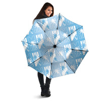 Bula Fiji Umbrella Blue Makare Masi Tapa Pattern LT05 - Polynesian Pride