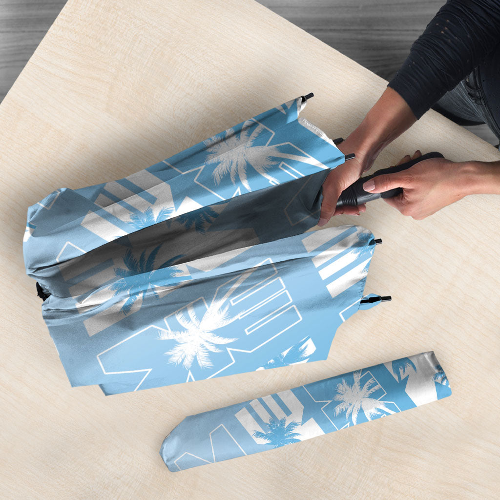 Bula Fiji Umbrella Blue Makare Masi Tapa Pattern LT05 - Polynesian Pride