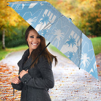 Bula Fiji Umbrella Blue Makare Masi Tapa Pattern LT05 - Polynesian Pride