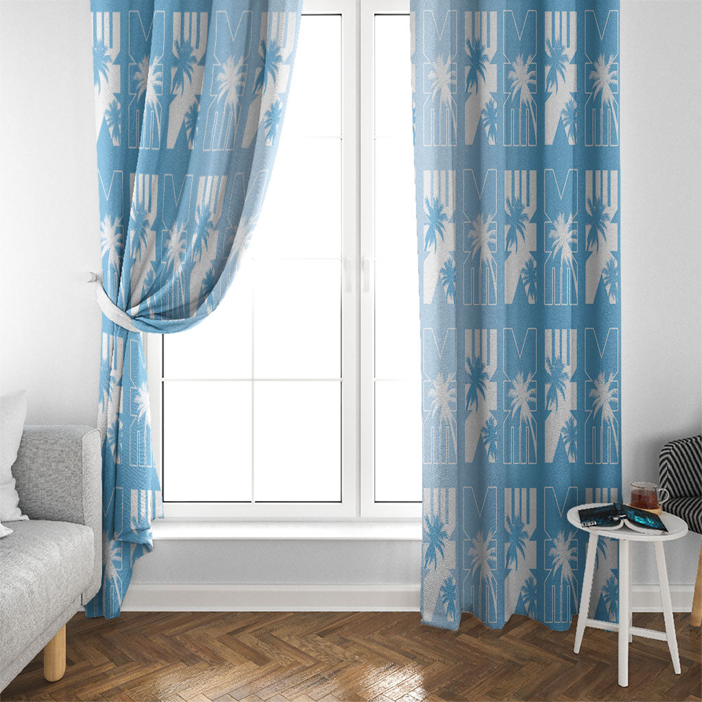 Bula Fiji Window Curtain Blue Makare Masi Tapa Pattern LT05 - Polynesian Pride