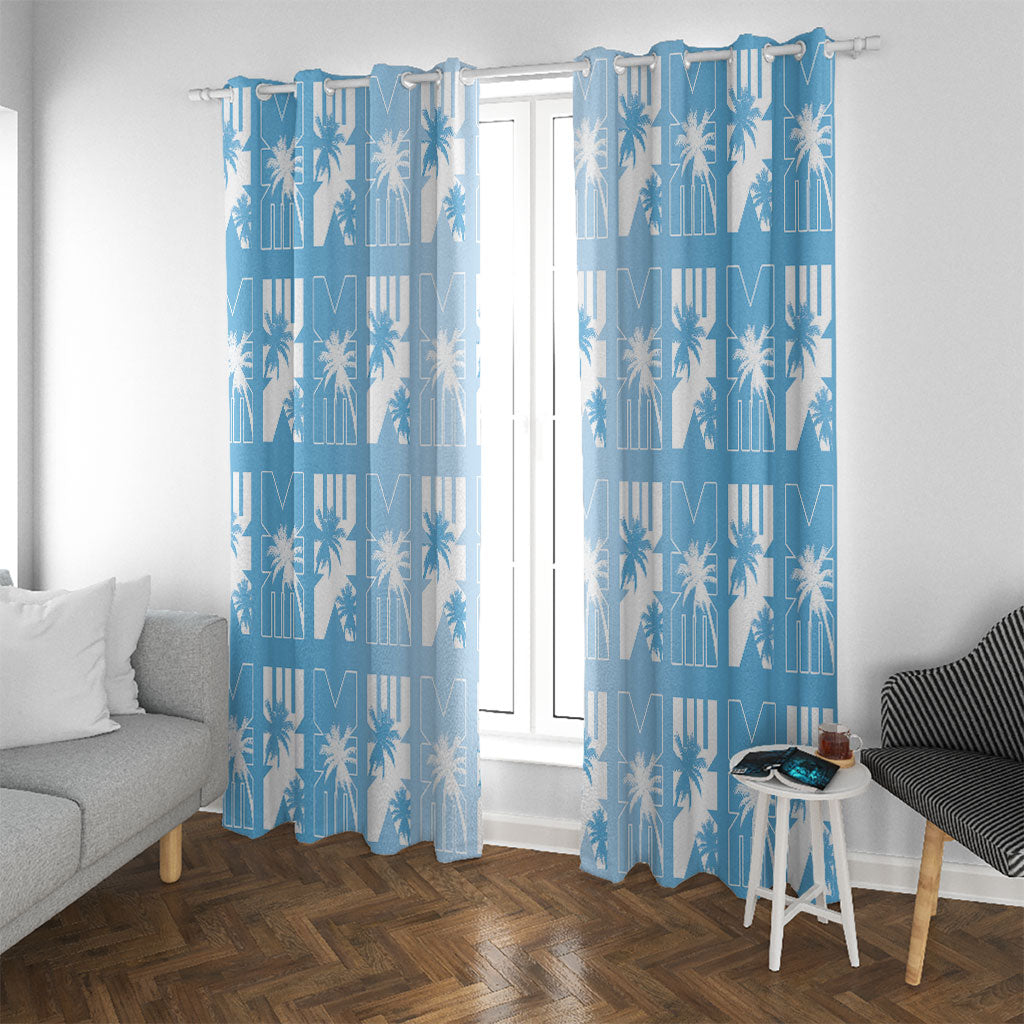 Bula Fiji Window Curtain Blue Makare Masi Tapa Pattern LT05 With Grommets Blue - Polynesian Pride