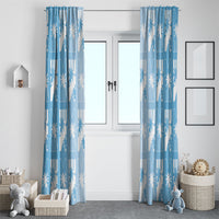 Bula Fiji Window Curtain Blue Makare Masi Tapa Pattern LT05 - Polynesian Pride