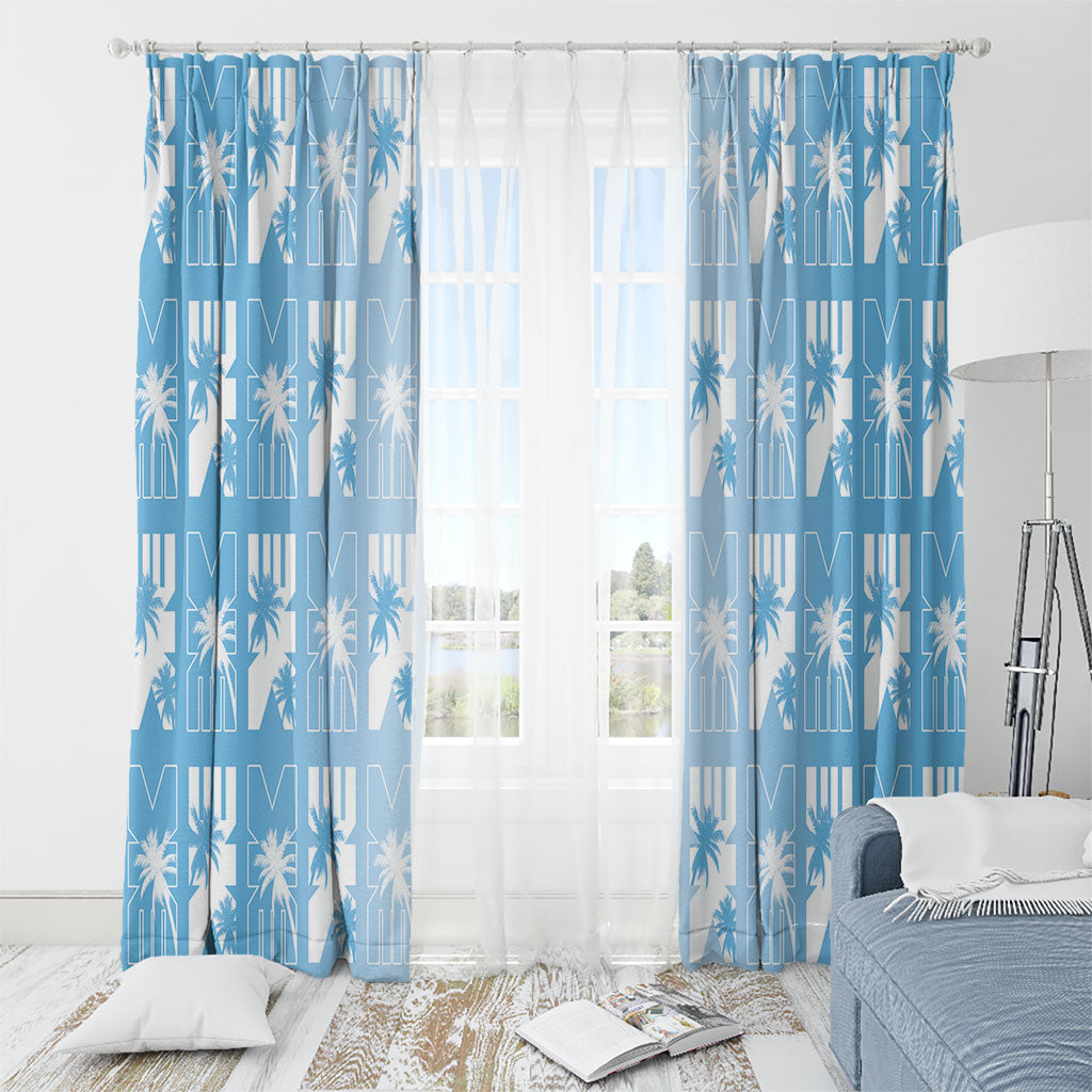 Bula Fiji Window Curtain Blue Makare Masi Tapa Pattern LT05 - Polynesian Pride