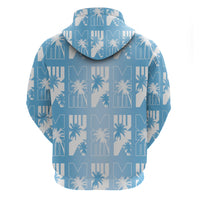 Bula Fiji Zip Hoodie Blue Makare Masi Tapa Pattern LT05 - Polynesian Pride