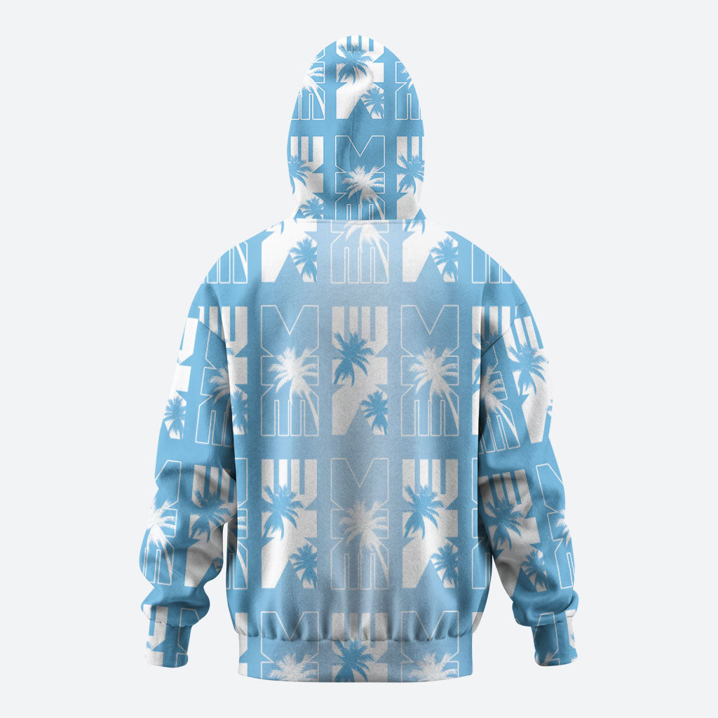 Bula Fiji Zip Hoodie Blue Makare Masi Tapa Pattern LT05 - Polynesian Pride