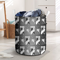 Bula Fiji Laundry Basket Black Makare Masi Tapa Pattern LT05 Black - Polynesian Pride