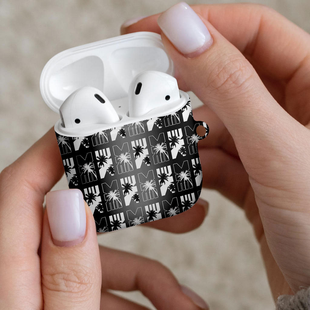Bula Fiji AirPods Case Black Makare Masi Tapa Pattern LT05 - Polynesian Pride