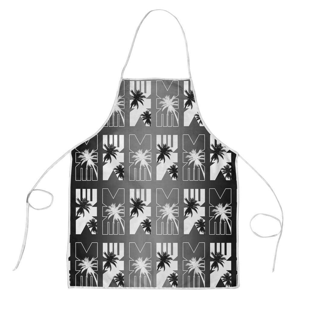 Bula Fiji Apron Black Makare Masi Tapa Pattern LT05 Black - Polynesian Pride