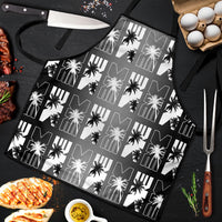 Bula Fiji Apron Black Makare Masi Tapa Pattern LT05 Black - Polynesian Pride