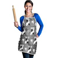 Bula Fiji Apron Black Makare Masi Tapa Pattern LT05 - Polynesian Pride