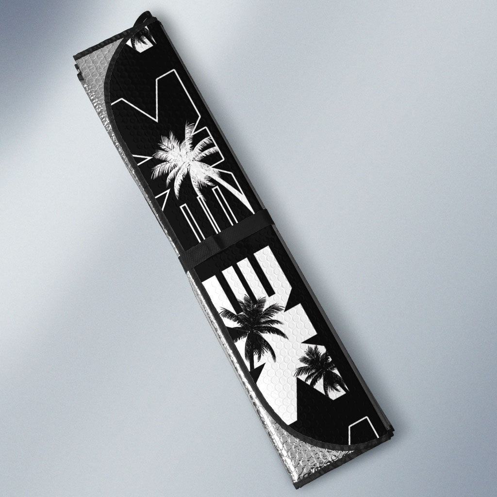 Bula Fiji Auto Sun Shade Black Makare Masi Tapa Pattern LT05 - Polynesian Pride