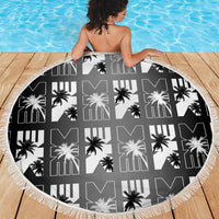 Bula Fiji Beach Blanket Black Makare Masi Tapa Pattern LT05 - Polynesian Pride