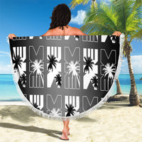 Bula Fiji Beach Blanket Black Makare Masi Tapa Pattern LT05 - Polynesian Pride