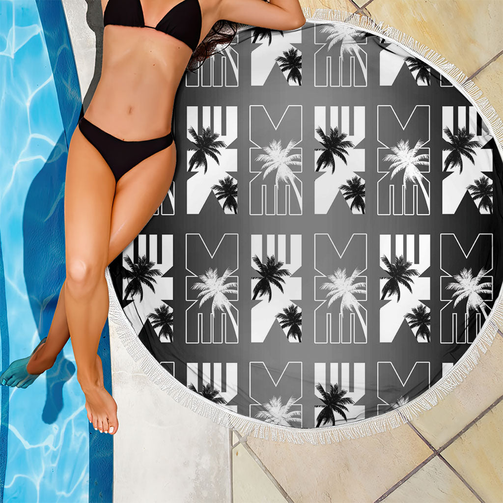 Bula Fiji Beach Blanket Black Makare Masi Tapa Pattern LT05 - Polynesian Pride