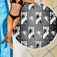 Bula Fiji Beach Blanket Black Makare Masi Tapa Pattern LT05 - Polynesian Pride