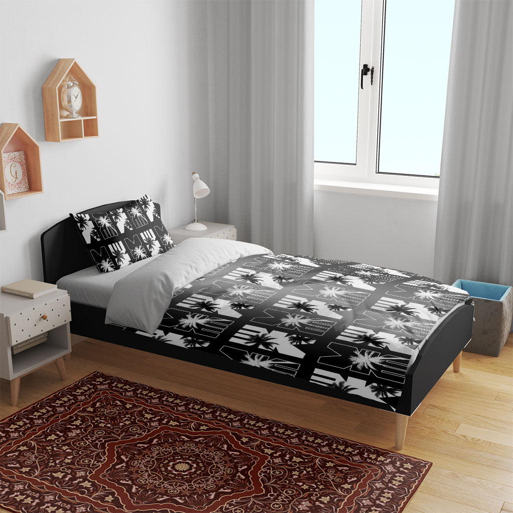 Bula Fiji Bedding Set Black Makare Masi Tapa Pattern LT05 - Polynesian Pride