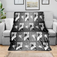 Bula Fiji Blanket Black Makare Masi Tapa Pattern LT05 - Polynesian Pride