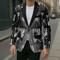Bula Fiji Blazer Black Makare Masi Tapa Pattern LT05 - Polynesian Pride