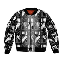 Bula Fiji Bomber Jacket Black Makare Masi Tapa Pattern LT05 Unisex Black - Polynesian Pride