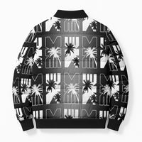 Bula Fiji Bomber Puffer Jacket Black Makare Masi Tapa Pattern LT05 - Polynesian Pride