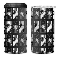 Bula Fiji 4 in 1 Can Cooler Tumbler Black Makare Masi Tapa Pattern LT05 One Size: 16 oz Black - Polynesian Pride