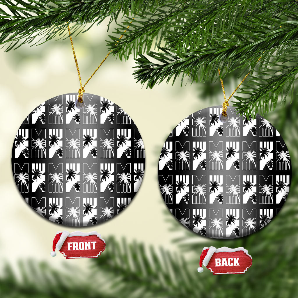 Bula Fiji Ceramic Ornament Black Makare Masi Tapa Pattern
