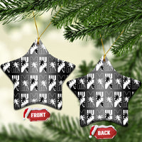 Bula Fiji Ceramic Ornament Black Makare Masi Tapa Pattern