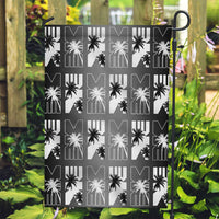Bula Fiji Garden Flag Black Makare Masi Tapa Pattern LT05 Garden Flag Black - Polynesian Pride