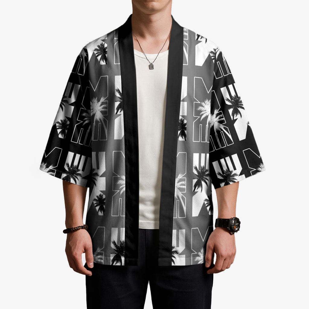 Bula Fiji Kimono Black Makare Masi Tapa Pattern LT05 - Polynesian Pride