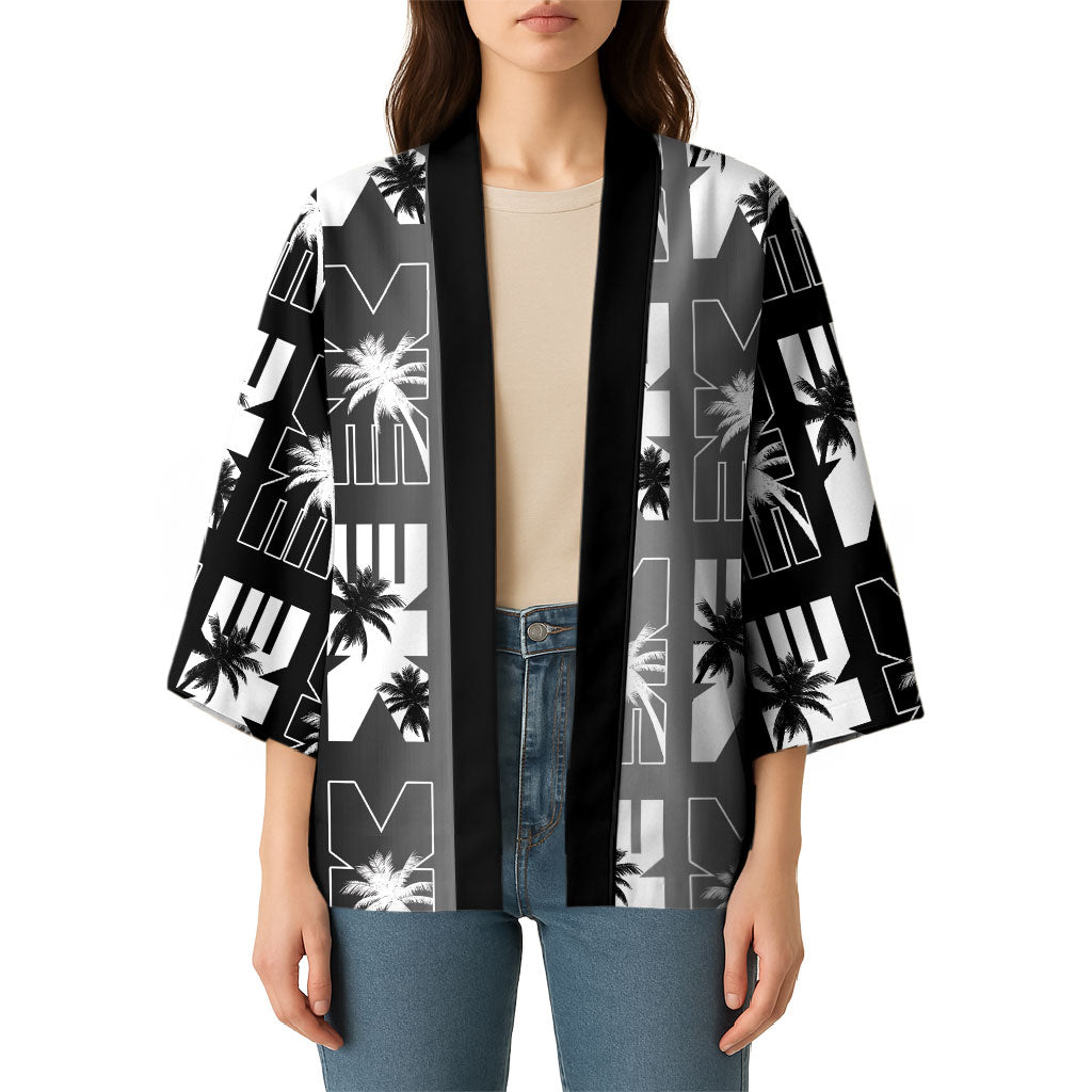 Bula Fiji Kimono Black Makare Masi Tapa Pattern LT05 - Polynesian Pride
