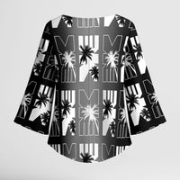 Bula Fiji Kimono Sleeve Blouse Black Makare Masi Tapa Pattern LT05 - Polynesian Pride