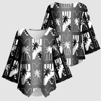 Bula Fiji Kimono Sleeve Blouse Black Makare Masi Tapa Pattern LT05 - Polynesian Pride