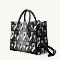 Bula Fiji Leather Bag Black Makare Masi Tapa Pattern LT05 Black - Polynesian Pride
